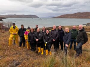 Representatives from Mowi Scotland, Galbraith and SM Forestry join Kate Forbes MSP, Deputy First Minister of Scotland, and Councillor John Finlayson to plant the first trees